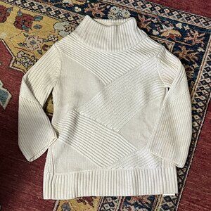 rag & bone diagonal knit wool sweater, ivory, small